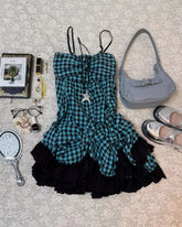 LIZAKOSHT - Punk Y2k Sling Womens Dresses Plaid Goth Vintage Ball Gown Backless Slim Hot Sweet 90s Dress Lace Sexy Harajuku Korea Grunge Emo