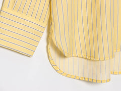 LIZAKOSHT  -  Women Striped Loose Shirt Spring Casual Long Sleeve Asymmetric Hem Women's Shirts With Button Female Blouse & Shirts