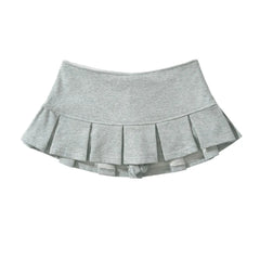 LIZAKOSHT - 4 COLORS Y2K Side Zipper Grey Pleated Mini Skirt Sexy Low Waist Short Skater Skirts with shorts underwear