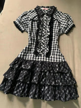 LIZAKOSHT  -  Vintage Design Black Plaid Dress Women's Summer Hot Girl Lapel Short Sleeve Shirt Dresses Fashion Hepburn Slim Thin New Outfits