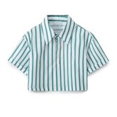 LIZAKOSHT  -  Women's Striped Shirt Trousers Suit Lapel Short-sleeved Top Side Striped Elastic Waist Pants Spring Summer New Chic Suit