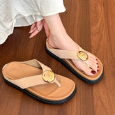 LIZAKOSHT - New leather flip-flops for women, summer, thick-soled, height-increasing, anti-slip, casual and versatile flip-flops