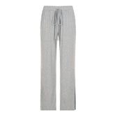 LIZAKOSHT - Simple Leisure Gray Elastic Drawstring Pockets Patchwork Straight Sweatpants New Comfort Fashion Street Sporty Bottoms