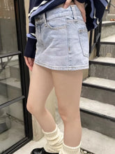 LIZAKOSHT - Casual Women Blue Mini Denim Skirts Summer Vintage High Waist Skirts Solid Color Skirts Female Chic Bottoms