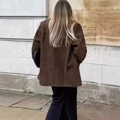 LIZAKOSHT - Leisure Suit Coat Women's Suede Autumn and Winter Jacket Commuter Wind Women's Coat