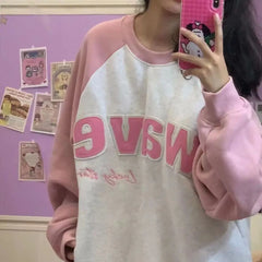 LIZAKOSHT - New Women Thick Sweatshirts Printed Pattern Fleece Round Neck Long Sleeve Pullover Sweatshirts ins