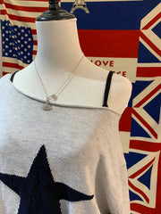 LIZAKOSHT - Star Jacquard Sweater Woman Autumn Raw Hem Slash Neck Long Sleeve Pullover Female Casual Vintage Preppy Style Loose Jumpers Top