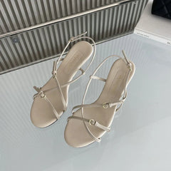 LIZAKOSHT  -  Brand Ankle Strap Sandals Women Fashion Thin High Heels Party Dress Shoes Narrow Band Casual Sandalias Black White Wine Red