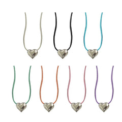 LIZAKOSHT - Sweet Heart Pendant Necklace Colorful Rope Collar Necklaces Clavicle Chain Adjustable Choker Neckchain Statement Dropship