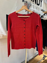 LIZAKOSHT - Eyelet Red Woman's Sweater Cardigan O-neck Single Breasted Slim Knitwear Female Casual Simple Solid All-match Cotton Crop Top