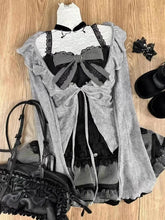 LIZAKOSHT - Sweet Lolita Lace Up Ruffles Cardigan+ Sexy Slim Fit Strapless Vest Tops+ High Waist Ruched Skirts Early Autumn Three Piece Sets