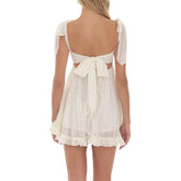 LIZAKOSHT - y2k Dress Summer Women Sexy Striped/Floral Print Sleeveless Backless A-Line Ruffle Hem Dress Going Out Party Dresses