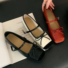 LIZAKOSHT  -  New Fashion Flat Mary Jane Shoes Classic Brand Designer Shoes Women Shallow Bow Splicing Dress Ballet Shoes Zapatos De Mujer