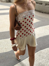 LIZAKOSHT - Retro Lace Trim Polka Dot Mini Dress Lady Sexy Off-shoulder Backless Sling Short A-line Dresses Women Vacation Street Gown