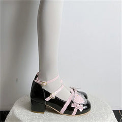 LIZAKOSHT - Japanese Sweet College Style Victorian Girl Shoes Cosplay Lolita Kawaii Lace Love Lotus Leaf Star Letter Buckle 2.5-4.5cm Shoes