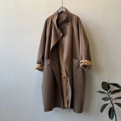 LIZAKOSHT - Fashion Minimalism Single Button Trench For Women Lapel Long Sleeve Office Lady Windbreaker Autumn New