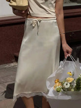 LIZAKOSHT - Lace Side Sexy Skirt For Women Elegant Lace-up Slim Fashion Solid Color High Waist Patchwork Female Long Skirt 2025