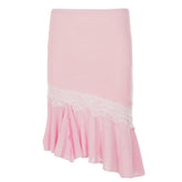 LIZAKOSHT - Vintage Sweet Women Summer Lrregular Design Skirt Y2k Aesthetic Spliced Lace Pleated Jupe Casual Vacation Style Streetwear Skirt