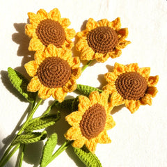 Handmade Crochet Sunflower for Home Decor, Knitting Flowers, Graduation Ceremony Ornament, Artificial Cotton Cord Flowers, Gift