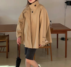 LIZAKOSHT  -  Korean Chic Vintage Stand Collar Zipper Coat Women Y2k Loose Long Sleeve Tops Mujer 2025 Early Autumn New Casual Jackets