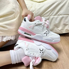 LIZAKOSHT - Sweet Cute Womens Sports Shoes Fashion Autumn Kawaii Korean Style Women Sneakers Collegiate Style White Sneakers