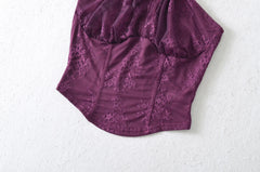 LIZAKOSHT - Hollow Tie Up Halter Printed Neck Solid Color Corset Top Summer 2025 Fashion Lace Streetwear Woman Elegant Sexy Tank Tops