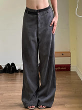 LIZAKOSHT - Casual Patchwork Slimming Woven Pants Elegant Striped Pants Low Waist Wide Leg Suit Pants Korean Fashion Baggy Trousers