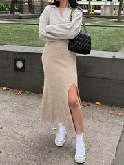LIZAKOSHT - Alt Streetwear New Summer Skirt Women Fashion Slim High Wais Stretch Knitting Skirt Casual Elegant Party Skirts Female