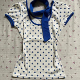 LIZAKOSHT - American Vintage Constrast Color Cute Polka Dot Print T Shirt Y2k Halter Design Slim Waist Punk Top Harajuku Sweet Cool Girl Tee