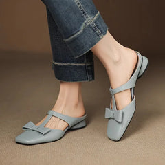 LIZAKOSHT - The New Summer Style of Square-toed Low-heeled Thick-heeled One-legged Flip-flops and Sandals for Women Wearing in Baotou