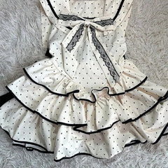 LIZAKOSHT  -  Polka Dot Cute Sweet Dress Women Bowknot Lolita Summer Sleeveless Tiered Dress Slim Fit Layered Pretty Style Vestidos