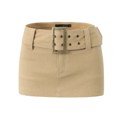LIZAKOSHT - Y2k fashion mini skirts for women streetwear vintage black cargo skirts womens Summer clothes cargo skirts with belt khaki