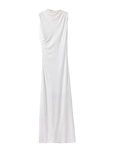 LIZAKOSHT - Solid Pleated Elegant Evening Dresses Women Sleeveless Muslim Party Bodycon Hip Package Long Dress Summer Fashion Lady Robe
