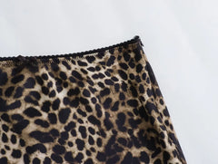 LIZAKOSHT - 2024 French Ladies High Street Fashion Leopard Print Midi Skirt Women Faldas Mujer Moda Skirts Womens XS-L
