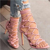 LIZAKOSHT - Cross Strap Open Toe Women's Sandals Pumps Shoes Women Sandals Sexy High Heels Shoes