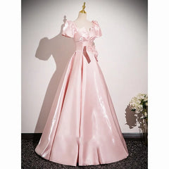 LIZAKOSHT - New Women's Pink Satin Dress Fashionable, Slim and Elegant Annual Meeting Bow Decoration Long Back Strap Dress