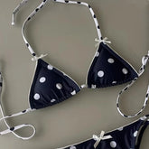 LIZAKOSHT - Women Bikini European and American New Polka Dot Swimsuit Lace Up Split Swimsuit Sweet Leisure Girls Hot Spring Swimsuit