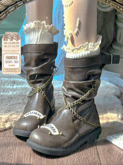 LIZAKOSHT - Original British College Style Large Walled Women's Boots New Thick Soled Thick Heel Retro Midsole Modern Boots