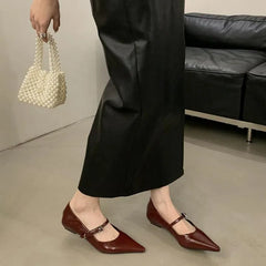 LIZAKOSHT - Women Flats Shoes Fashion Brand Buckle Strap Ballet Flats Ladies Shoes Spring Footwear Casual Flat Heels Mary Jane Female Mujer