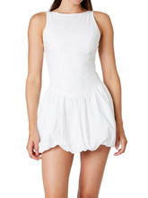 LIZAKOSHT - Women Mini Dress Solid Color Bubble Hem Sleeveless Tank Dress Summer Casual Criss-Cross Tie-Up Backless Vestidos