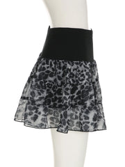 LIZAKOSHT - Y2k Retro Leopard Print Patchwork Mini Skirt Gothic Sexy Low Rise Elastic Waist Skirts Vintage 2000s Streetwear Women