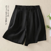 LIZAKOSHT - Summer High-Waist Vintage Linen Shorts Women's Versatile Slimming