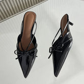 LIZAKOSHT  -  New Brand Sandals Women Sexy Pointed Toe High Heels Shallow Bow Slingback Dress Shoes Low Heel Mules Pumps Women Slipper