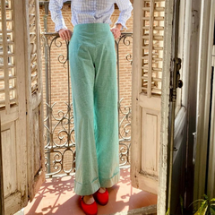 LIZAKOSHT - Women's Striped Print Loose Wide Leg Trousers Summer Fall Casual High Waist Loose Fit Long Pants with Pockets