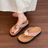 LIZAKOSHT - New leather flip-flops for women, summer, thick-soled, height-increasing, anti-slip, casual and versatile flip-flops