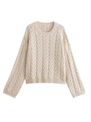 Lizakosht Twist Knitted Oversize Sweater Women Winter O Neck Basic Casual Jersey Pull Femme Apricot Loose Fashion Jumper