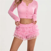 LIZAKOSHT - Y2K Women Lace Bloomers Ruffle Shorts Layered Pumpkin Pants Lolita Cute Pettipants Sexy Coquette Boyshorts Micro Bottoms