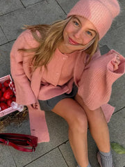 LIZAKOSHT - Autumn New Women Pink Knitted Sweater Cardigan Single Breasted Casual O Neck Long Sleeve Cardigans Female Street Sweater