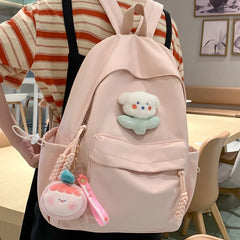 LIZAKOSHT  -  Cute Waterproof Solid Color Nylon Women Backpack College Style Travel Rucksack School Bags for Teenage Girl Boys New