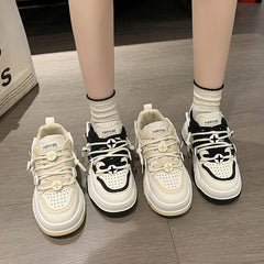 LIZAKOSHT - Autumn New Flat Bottom Women's Sports Shoes Women Tennis Casual Vulcanize Black Fashion Harajuku Female Platform Sneakers